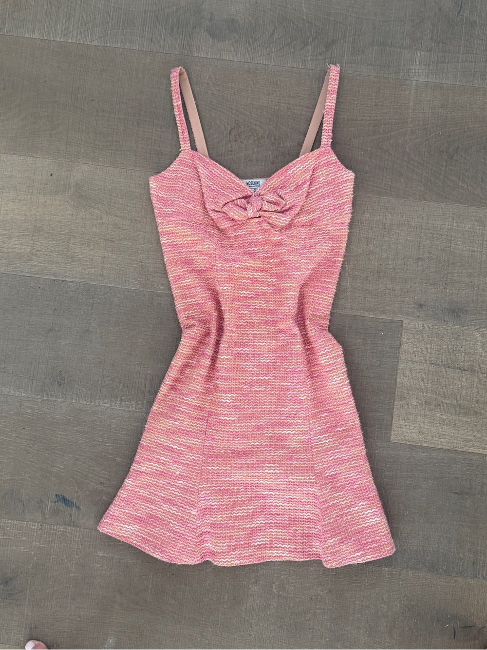 Moschino Pink Knit Bow-Front Mini Dress